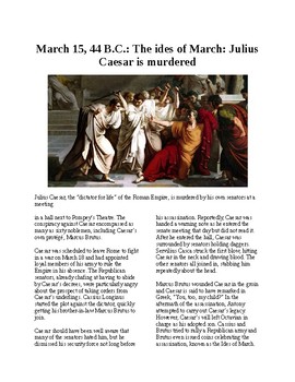 Preview of This Day in History - March 15: The Ides of March: Caesar is Murdered