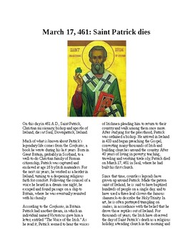 Preview of This Day in History - March 17 St. Patrick dies (no prep/sub plans)