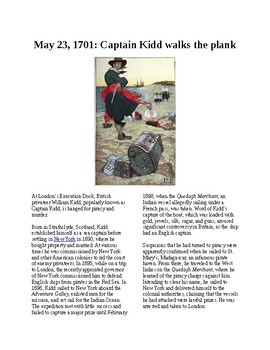 Preview of This Day in History - May 23: Captain Kidd is executed (no prep/sub plans)