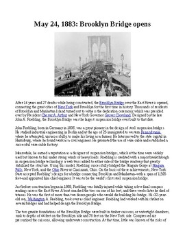 Preview of This Day in History - May 24: Brooklyn Bridge opens (no prep/sub plans)