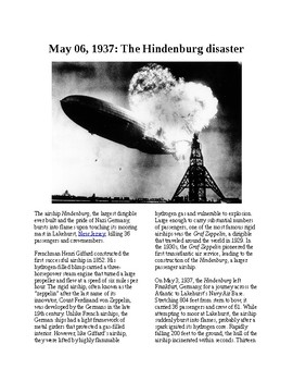 Preview of This Day in History - May 6: The Hindenburg disaster (no prep/sub plans)