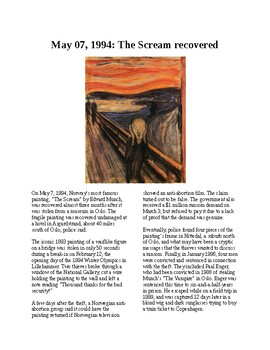 Preview of This Day in History - May 7: "The Scream" is recovered (no prep/sub plans)