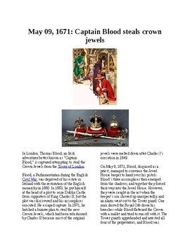 Preview of This Day in History - May 9: Captain Blood steal the Crown Jewels (no prep/sub)