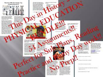 Preview of This Day in History - PHYSICAL EDUCATION BUNDLE!!! (no prep/sub plans)