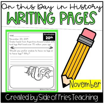 Preview of This Day in History Writing Prompts Bell Work (November)
