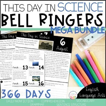 Preview of Science Bell Ringers Mega Bundle | Calendar | Digital Calendar | Bell Ringers