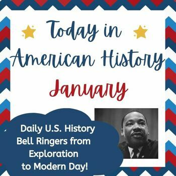 Preview of This Day in US History Bell Ringer w Interactive Journal + Bulletin Board Decor