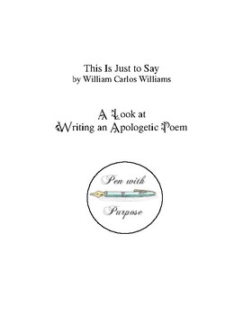 Preview of This Is Just to Say: Writing an Apologetic Poem (FREEBIE)