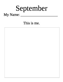Preview of This Is Me - monthly work samples - person drawing - name writing