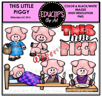 Preview of This Little Piggy Nursery Rhyme Clip Art Bundle {Educlips Clipart}