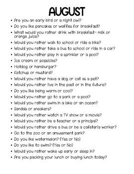 This-Or-That Morning Meeting Questions for the Whole School Year