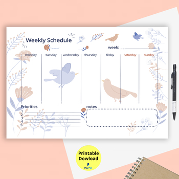 Preview of This Printable Weekly Schedule Planner includes both Sunday & Monday start days