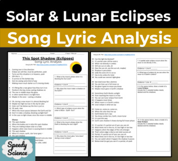 Preview of This Spot Shadow (Eclipses) Song Lyric Analysis