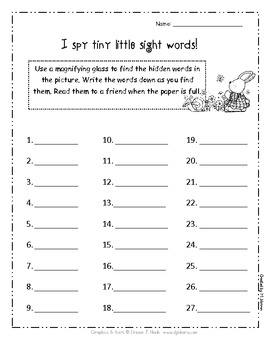 This SPRING, I Spy Little Tiny SIGHT WORDS! | TpT
