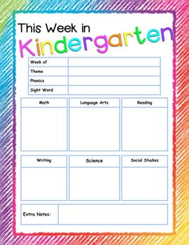 Preview of This Week in Kindergarten | Newsletter Template