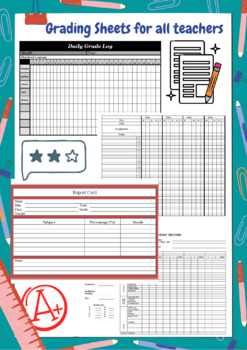 Preview of Grading sheets for all teachers, GPA calculator, report cards and more!