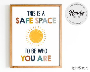 Preview of This is a safe space poster, safe place sign, Mental health poster, counseling