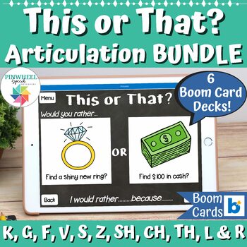 Preview of This or That? Boom Cards™ BUNDLE Speech Therapy Articulation Carryover Activity
