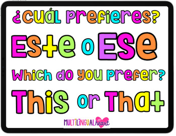Preview of This or That | Este o Ese ¿Cuál prefieres?| Back to School Icebreaker Activity