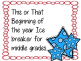 This or That Icebreaker for the Middle Grades