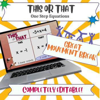 Preview of This or That - One Step Equations Movement Game - EDITABLE