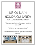 This or That and Would You Rather: Ice Breaker Fun Bundle 