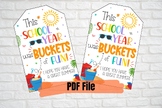 This school year was buckets of Fun Gift tag, Printable, S