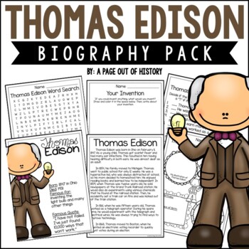 Preview of Thomas Edison Biography Unit Pack Research Project Famous Inventors