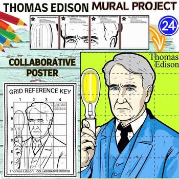 Preview of Thomas Edison Collaboration Poster Mural Project Inventions Unit Craft
