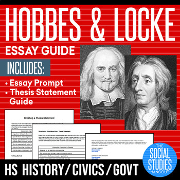 Preview of Thomas Hobbes vs. John Locke Essay Prompt w/ Thesis Statement guide