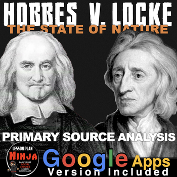 Preview of Thomas Hobbes vs John Locke Primary Source Activity + Google Apps Version