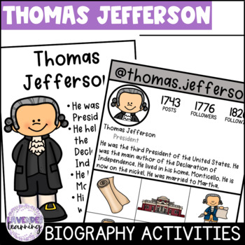 Preview of Thomas Jefferson Biography, Flip Book, & Report Activities - Presidents' Day