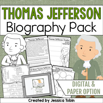 Preview of Thomas Jefferson Biography Pack - Digital Biography Activity in Google Slides