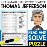 Thomas Jefferson Biography Word Search Puzzle Presidents' 