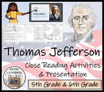 Preview of Thomas Jefferson Close Reading Comprehension Activity | 5th Grade & 6th Grade