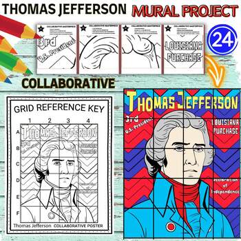 Preview of Thomas Jefferson Collaboration Poster Mural project Presidents’ Day Activity