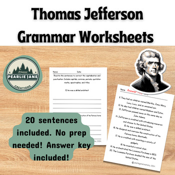 Preview of Thomas Jefferson Grammar Capital Letters/Punctuation for 2nd-4th Graders