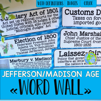 Preview of Thomas Jefferson, James Madison, War of 1812 Word Wall