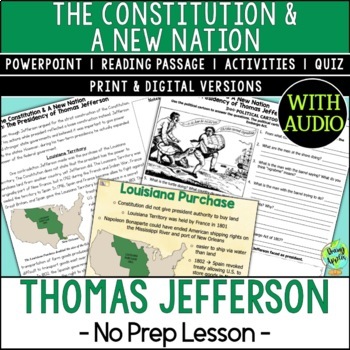 Preview of Thomas Jefferson Lesson - Louisiana Purchase - Lewis & Clark - Reading Activity