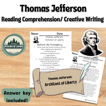 Preview of Thomas Jefferson Reading Comprehension & Creative Writing for 5th-6th Graders