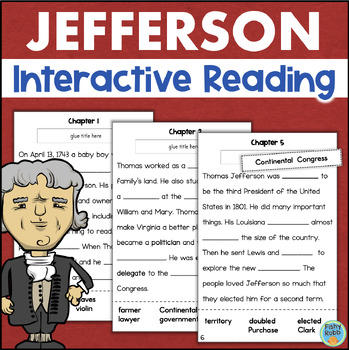 Preview of Thomas Jefferson Reading Comprehension Interactive Book Activity Text Features