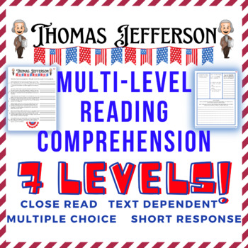 Preview of Jefferson Presidents Day Text Multiple Choice Write ELA February Comprehension