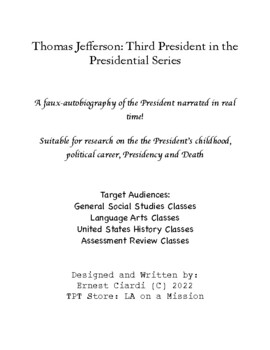 Preview of Thomas Jefferson: Third President in the Presidential Series