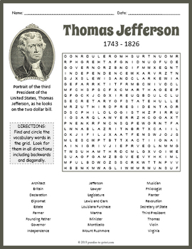 Thomas Jefferson Worksheet Teachers Pay Teachers