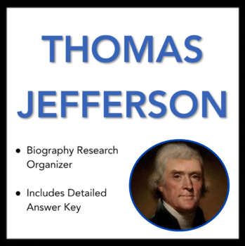 Preview of Thomas Jefferson Worksheet - Biography Research Organizer, with Answer Key