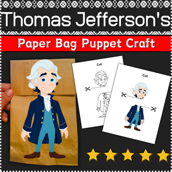 Preview of Thomas Jefferson's Craft Paper Bag Puppet - American President Puppet Craft