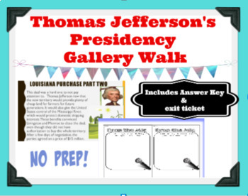 Preview of Thomas Jefferson's Presidency Gallery Walk -DISTANCE LEARNING