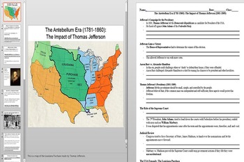 Preview of Thomas Jefferson's Presidency and The Louisiana Purchase Powerpoint & Worksheet