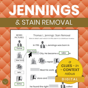 Preview of Thomas L. Jennings & Stain Removal - CLUES-in-CONTEXT Rebus - SimpleLitRebus