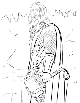 Thor coloring page by Superhero Training and Supply | TPT